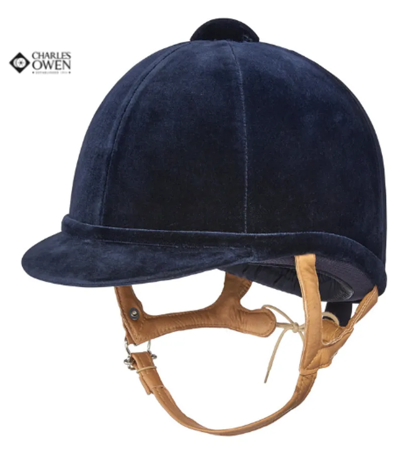 Charles Owen Flesh Fian Riding Hat in Navy